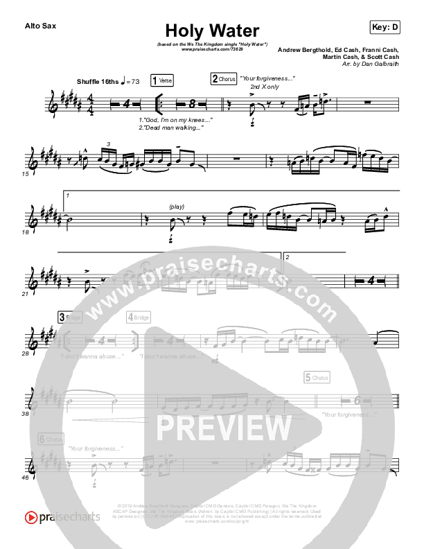 Holy Water Alto Sax (We The Kingdom)