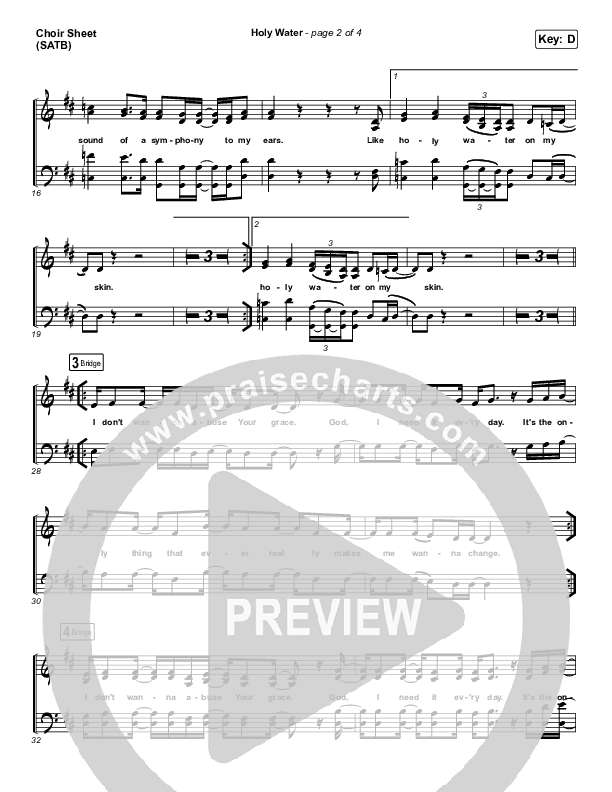 Holy Water Choir Sheet (SATB) (We The Kingdom)