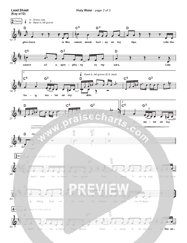 Holy Water Lead Sheet (Melody) (We The Kingdom)