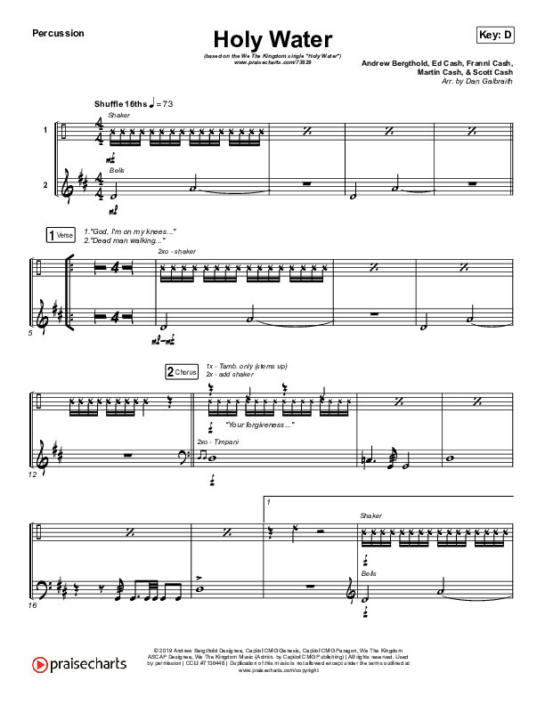 Holy Water Percussion (We The Kingdom)