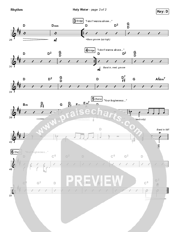 Holy Water Rhythm Chart (We The Kingdom)