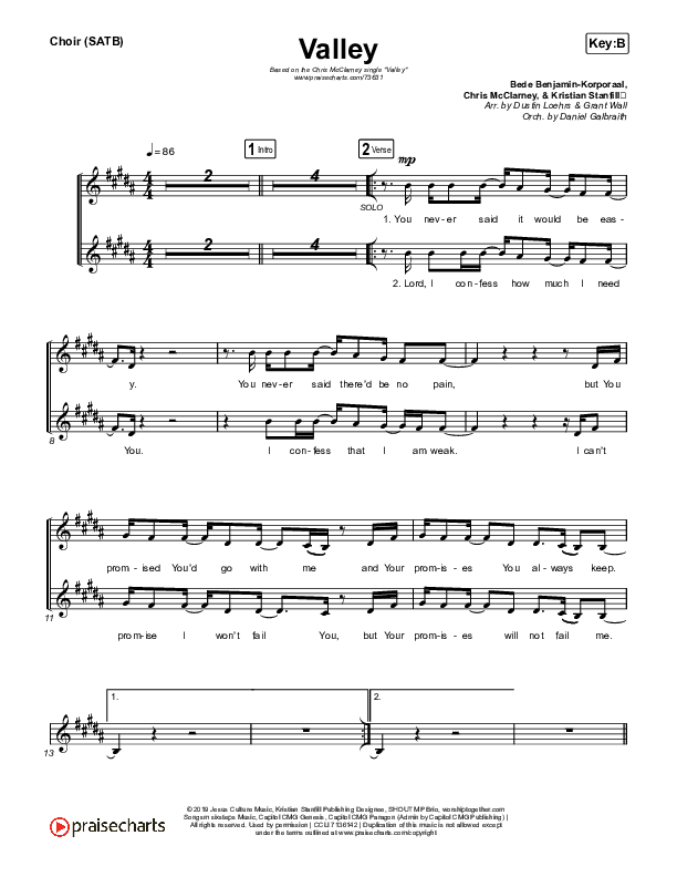 Valley Choir Sheet (SATB) (Chris McClarney)