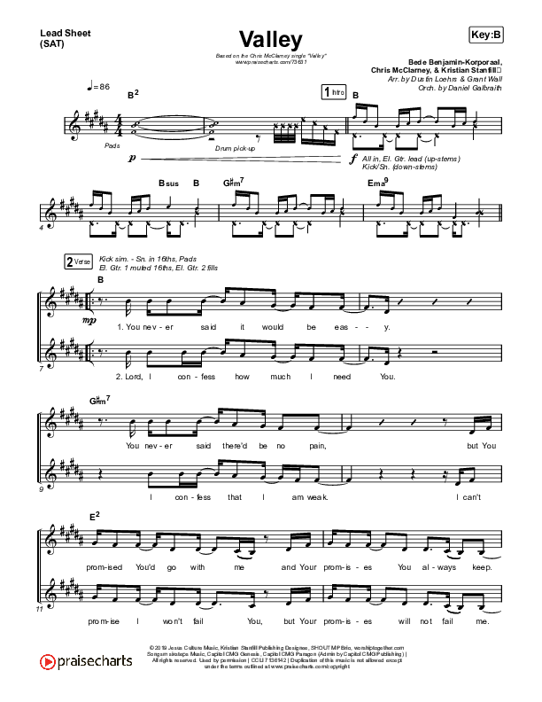 Valley Lead Sheet (SAT) (Chris McClarney)