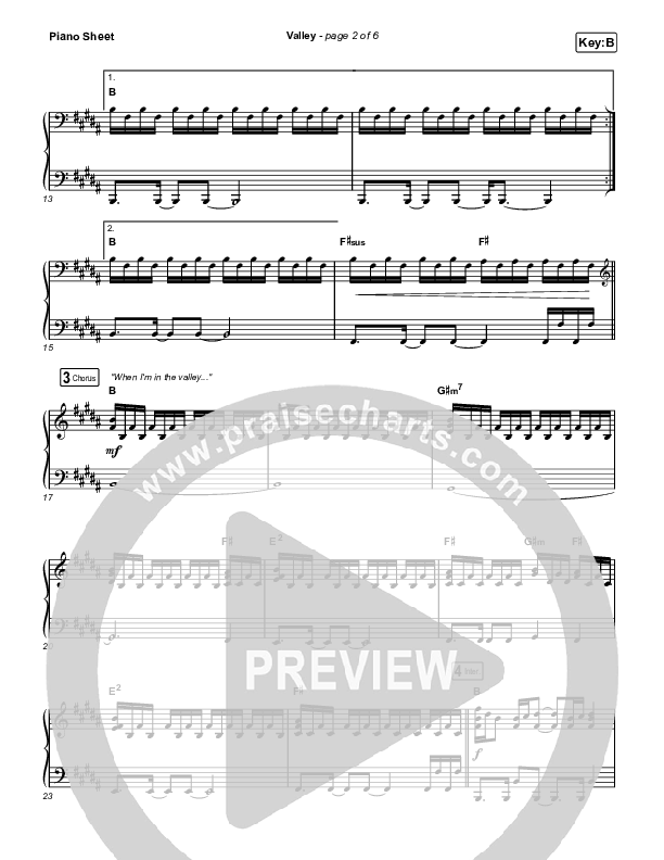 Valley Piano Sheet (Chris McClarney)