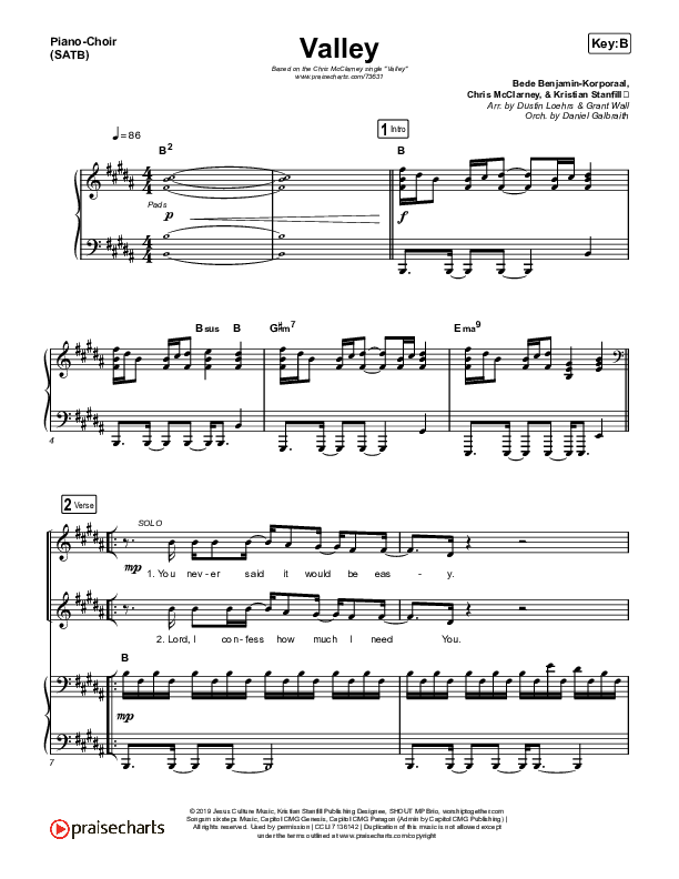 Valley Piano/Vocal (SATB) (Chris McClarney)