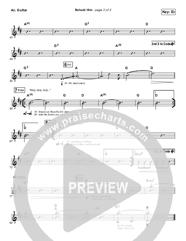 Behold Him Acoustic Guitar (Paul Baloche / Kim Walker-Smith)