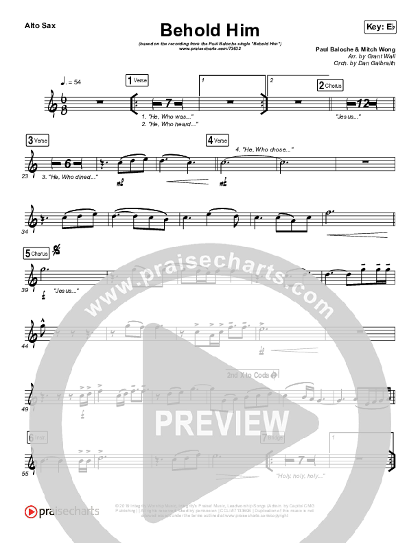 Behold Him Alto Sax (Paul Baloche / Kim Walker-Smith)