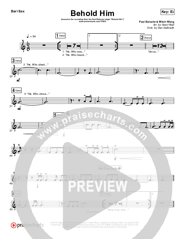 Behold Him Bari Sax (Paul Baloche / Kim Walker-Smith)