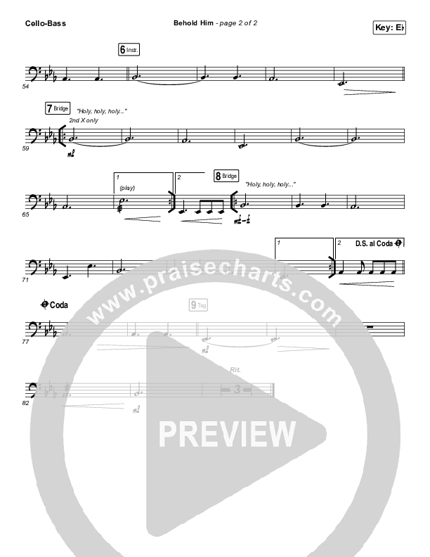 Behold Him Cello/Bass (Paul Baloche / Kim Walker-Smith)