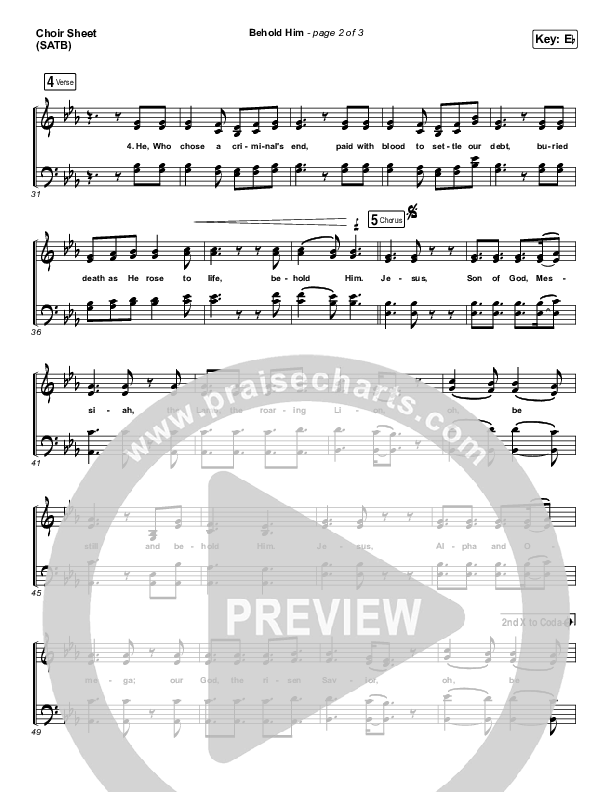 Behold Him Choir Vocals (SATB) (Paul Baloche / Kim Walker-Smith)