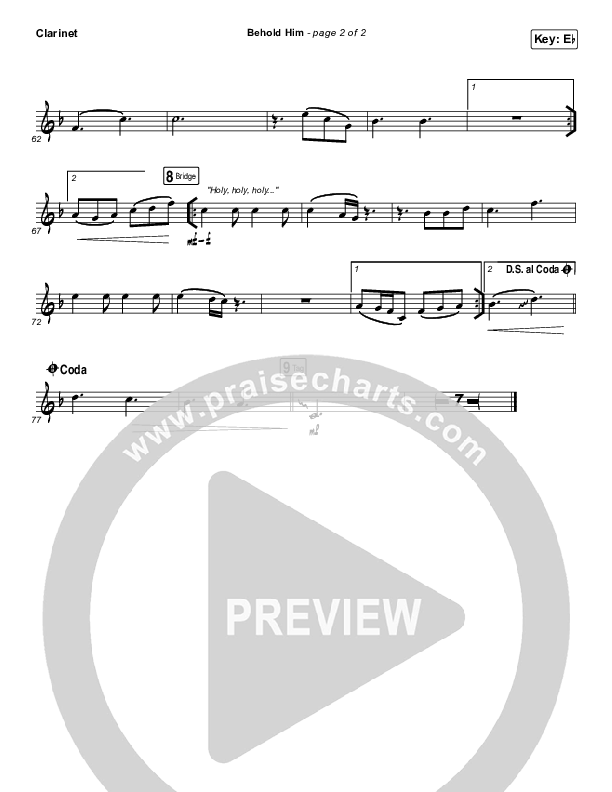 Behold Him Clarinet (Paul Baloche / Kim Walker-Smith)