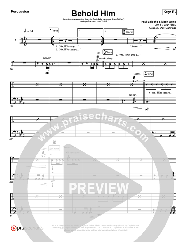 Behold Him Percussion (Paul Baloche / Kim Walker-Smith)