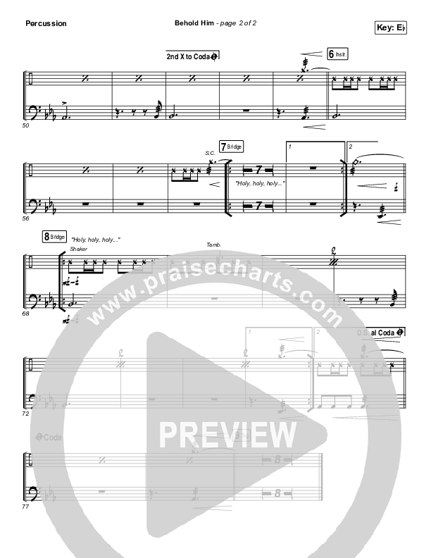 Behold Him Percussion (Paul Baloche / Kim Walker-Smith)