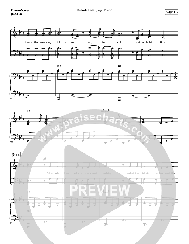 Behold Him Piano/Vocal (SATB) (Paul Baloche / Kim Walker-Smith)