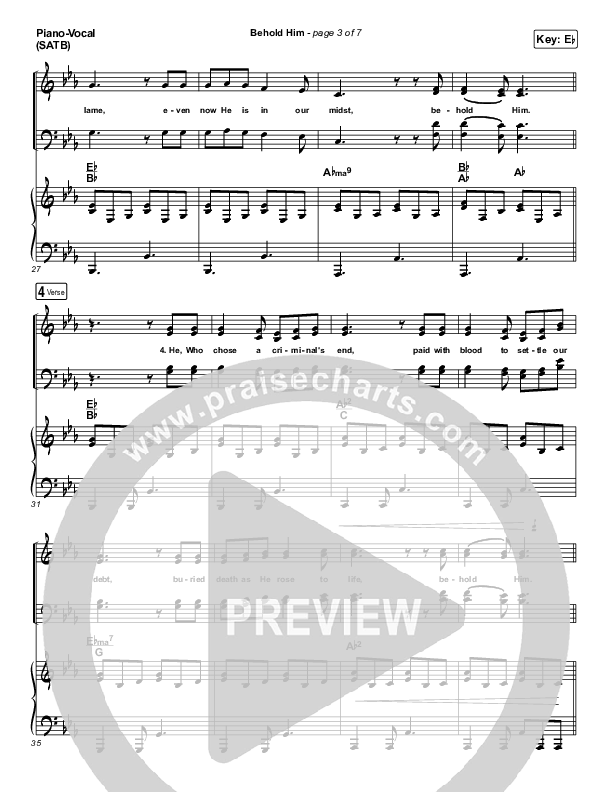 Behold Him Piano/Vocal (SATB) (Paul Baloche / Kim Walker-Smith)