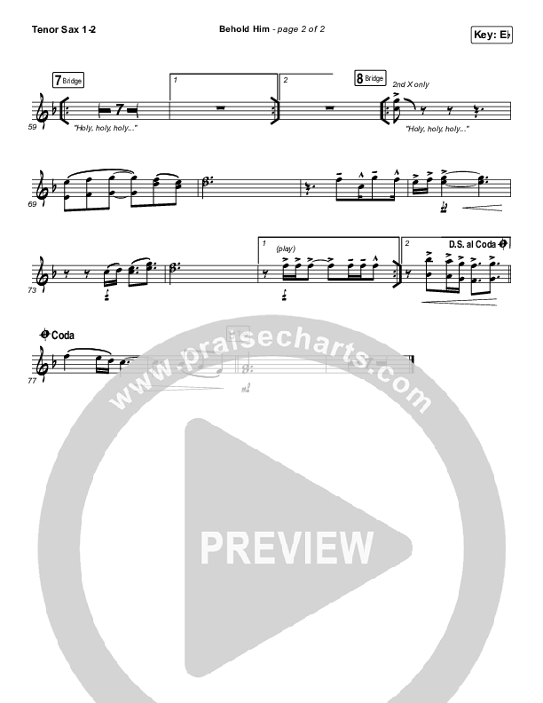 Behold Him Tenor Sax 1/2 (Paul Baloche / Kim Walker-Smith)