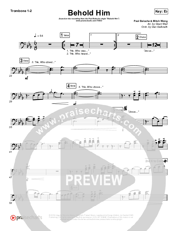 Behold Him Trombone 1/2 (Paul Baloche / Kim Walker-Smith)