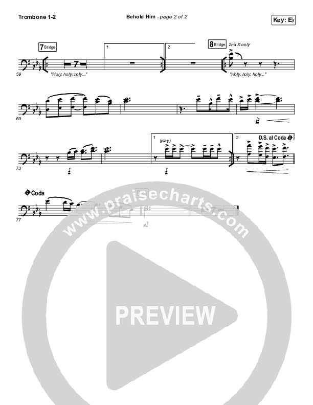 Behold Him Trombone 1/2 (Paul Baloche / Kim Walker-Smith)