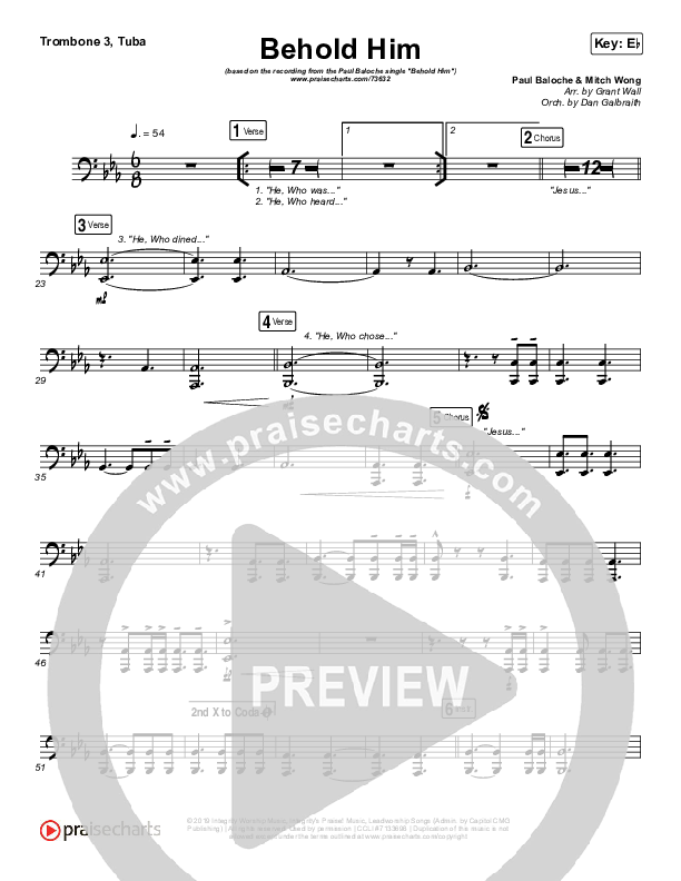 Behold Him Trombone 3/Tuba (Paul Baloche / Kim Walker-Smith)