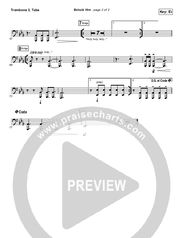 Behold Him Trombone 3/Tuba (Paul Baloche / Kim Walker-Smith)