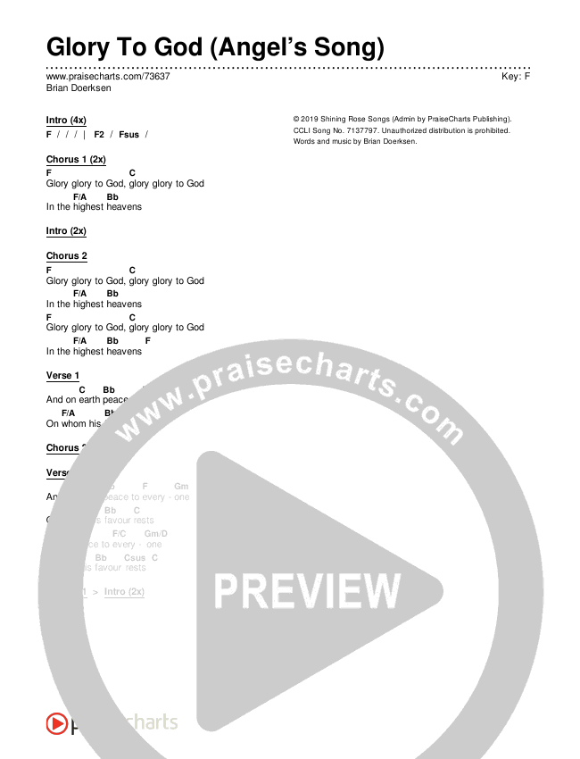 Glory To God (Angel’s Song) Chords & Lyrics (Brian Doerksen)