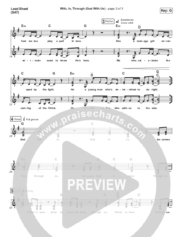 With In Through (God With Us) Lead Sheet (SAT) (Brian Doerksen)