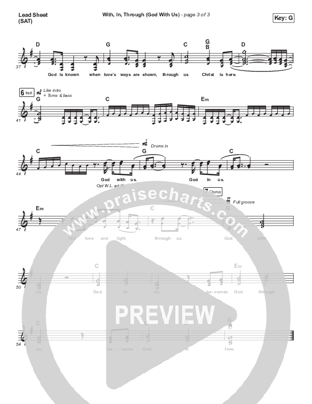 With In Through (God With Us) Lead Sheet (SAT) (Brian Doerksen)
