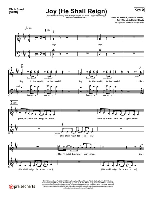 Joy (He Shall Reign) Choir Vocals (SATB) (Big Daddy Weave)