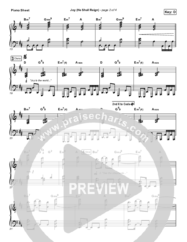 Joy (He Shall Reign) Piano Sheet (Big Daddy Weave)