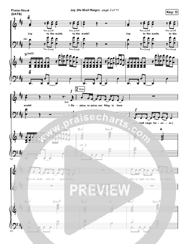 Joy (He Shall Reign) Piano/Vocal Pack (Big Daddy Weave)