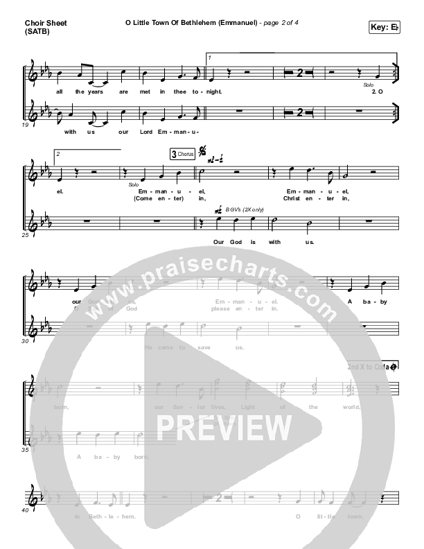 O Little Town Of Bethlehem (Emmanuel) Choir Vocals (SATB) (Sidewalk Prophets)