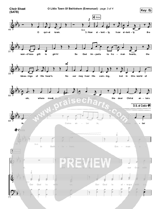 O Little Town Of Bethlehem (Emmanuel) Choir Vocals (SATB) (Sidewalk Prophets)