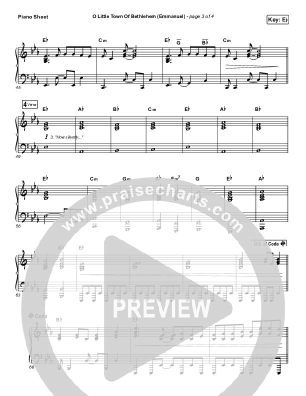O Little Town Of Bethlehem (Emmanuel) Piano Sheet (Sidewalk Prophets)