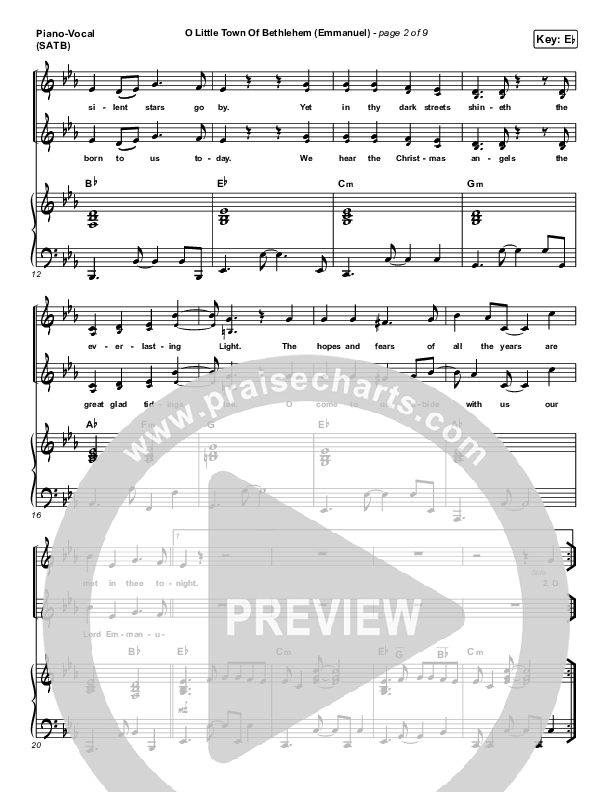 O Little Town Of Bethlehem (Emmanuel) Piano/Vocal Pack (Sidewalk Prophets)