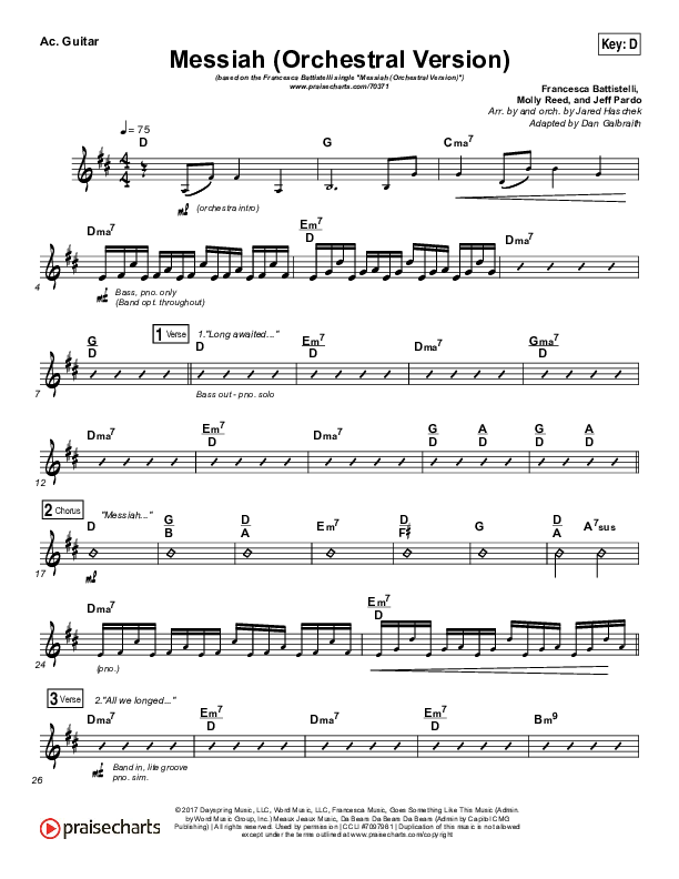 Messiah (Orchestral) Acoustic Guitar (Francesca Battistelli)