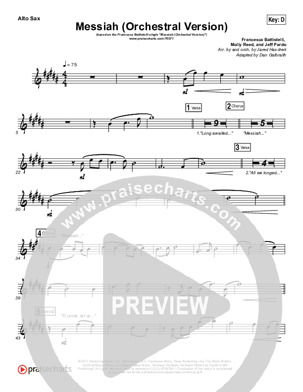 Messiah (Orchestral) Alto Sax (Francesca Battistelli)