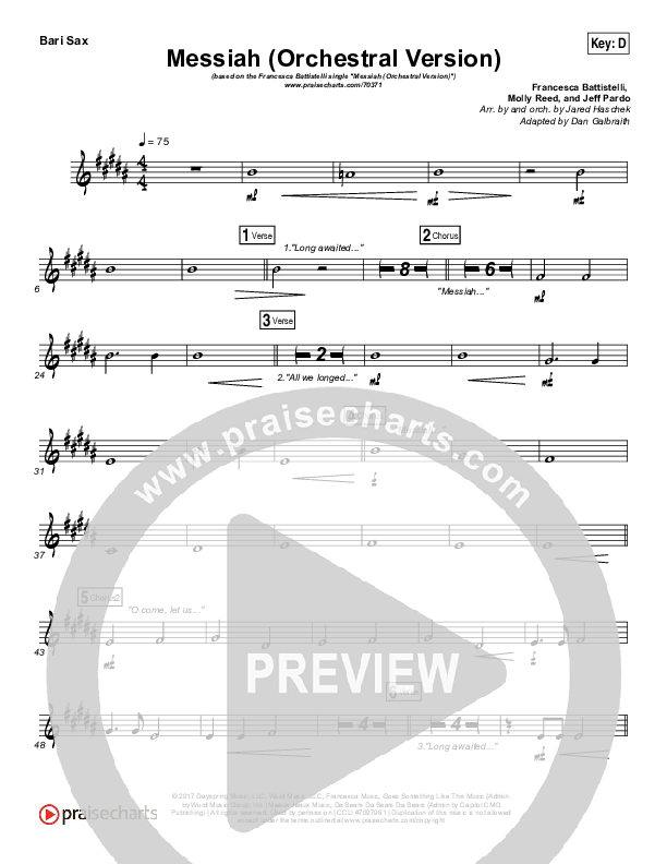 Messiah (Orchestral) Bari Sax (Francesca Battistelli)