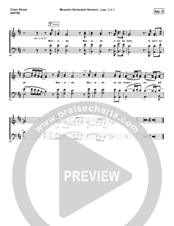 Messiah (Orchestral) Choir Sheet (SATB) (Francesca Battistelli)