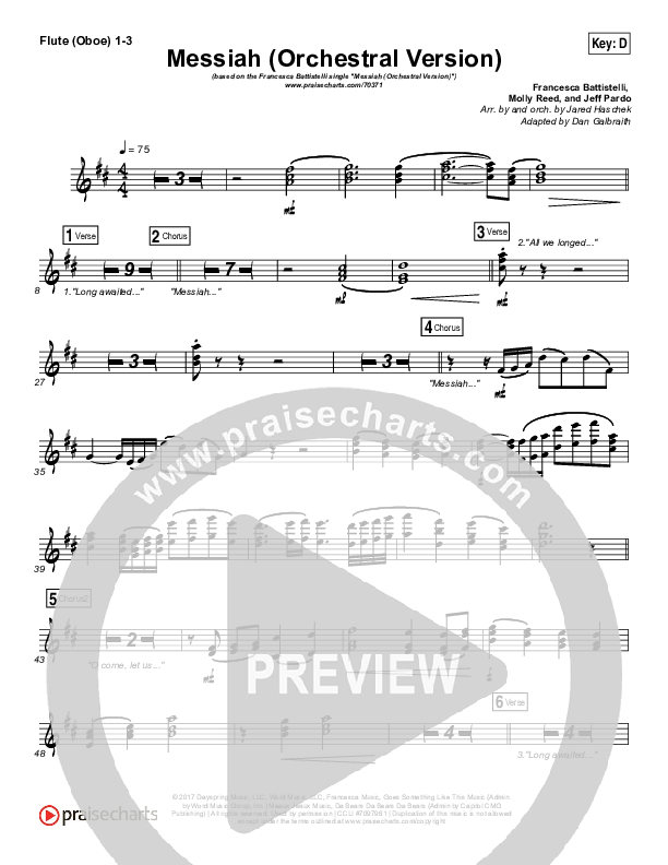 Messiah (Orchestral) Wind Pack (Francesca Battistelli)