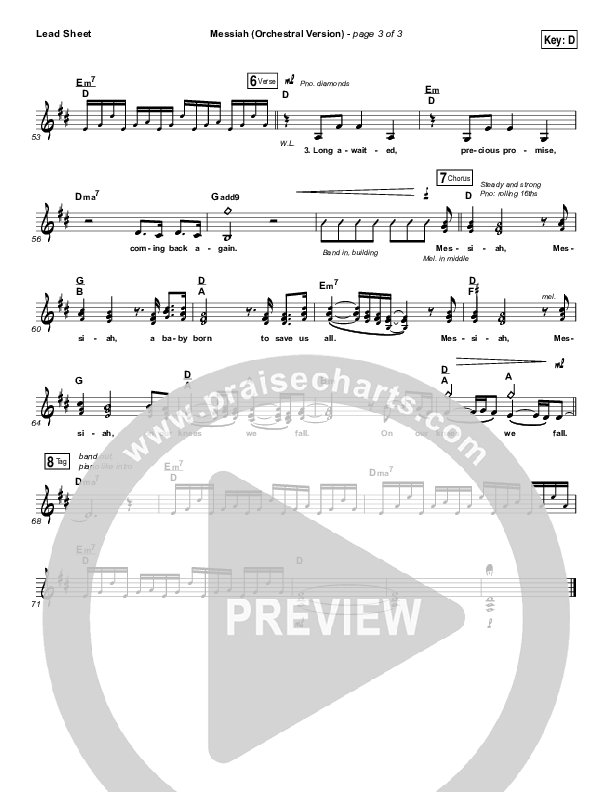 Messiah (Orchestral) Lead Sheet (Francesca Battistelli)