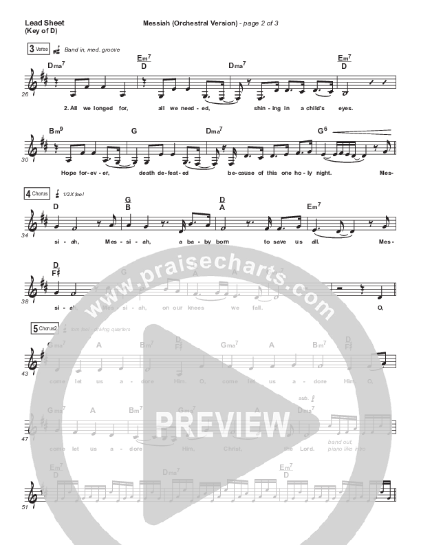 Messiah (Orchestral) Lead Sheet (Melody) (Francesca Battistelli)