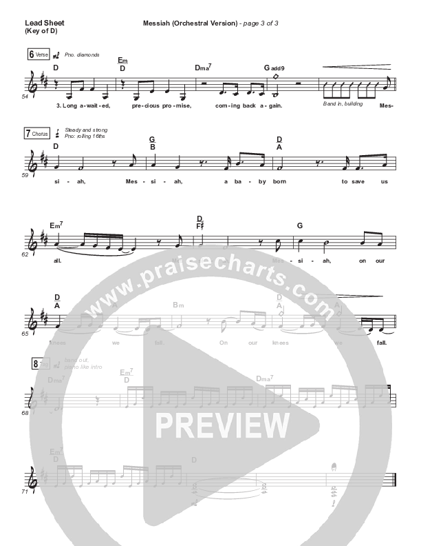 Messiah (Orchestral) Lead Sheet (Melody) (Francesca Battistelli)