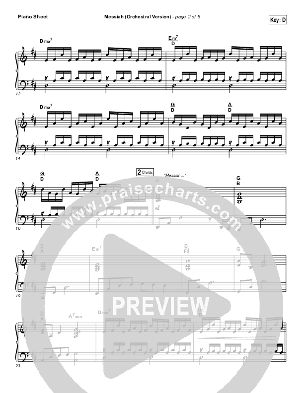Messiah (Orchestral) Piano Sheet (Francesca Battistelli)