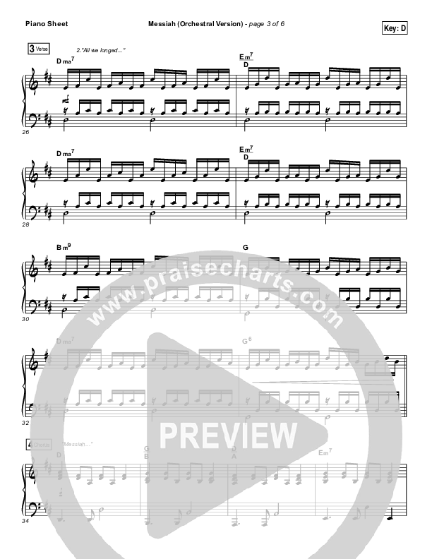 Messiah (Orchestral) Piano Sheet (Francesca Battistelli)