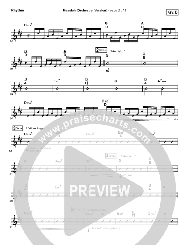 Messiah (Orchestral) Rhythm Chart (Francesca Battistelli)