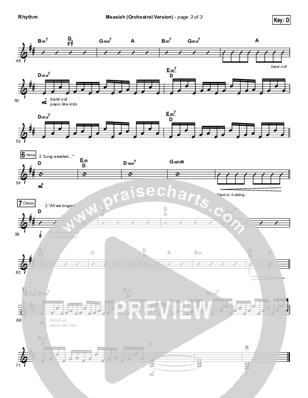 Messiah (Orchestral) Rhythm Chart (Francesca Battistelli)