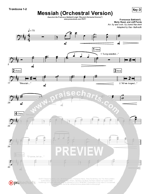 Messiah (Orchestral) Trombone 1/2 (Francesca Battistelli)