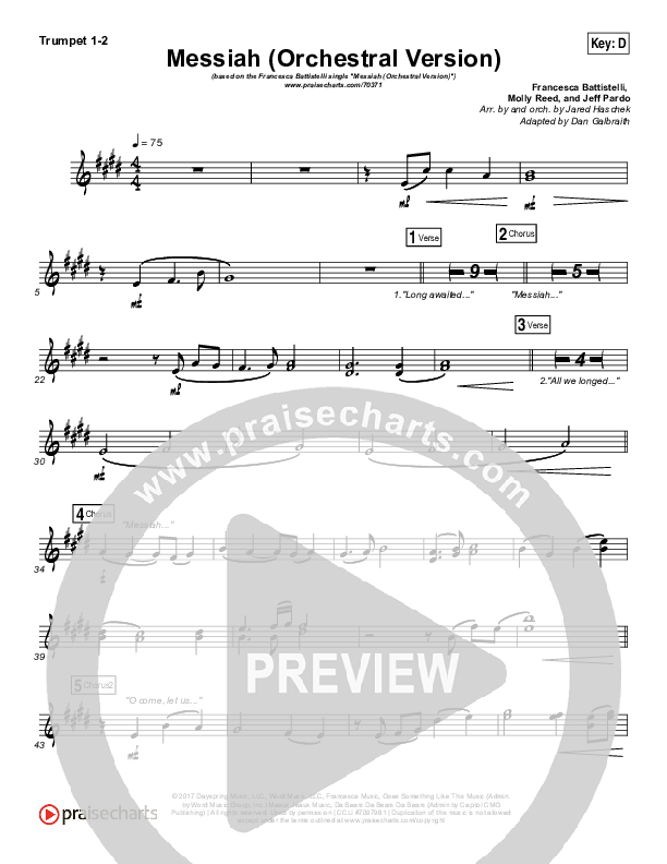 Messiah (Orchestral) Trumpet 1,2 (Francesca Battistelli)