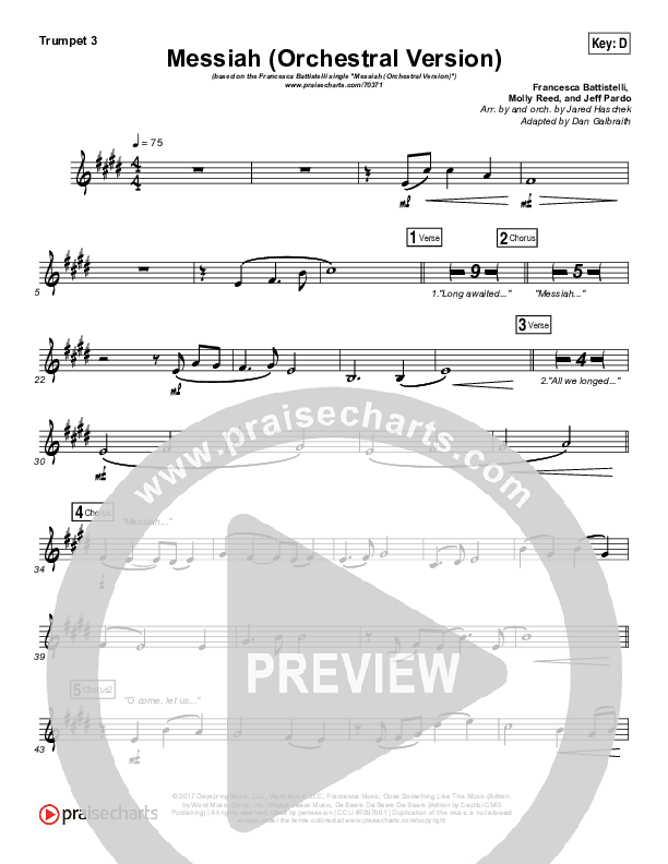 Messiah (Orchestral) Trumpet 3 (Francesca Battistelli)