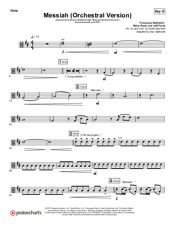 Messiah (Orchestral) Viola (Francesca Battistelli)